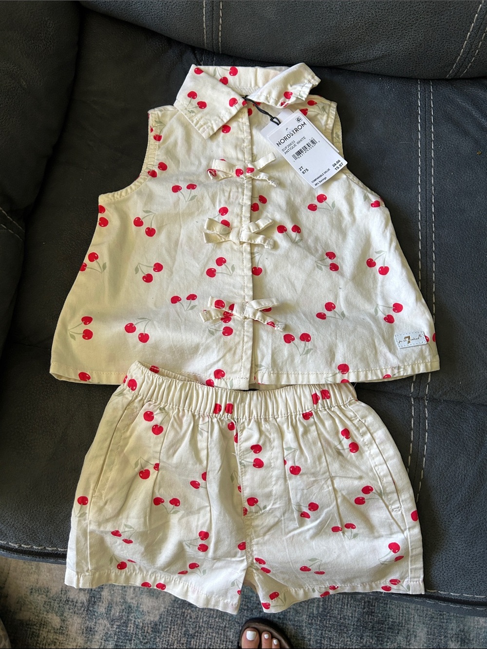 Nordstrom Girls Cherry-Print Sleeveless Set - Cream & Red
